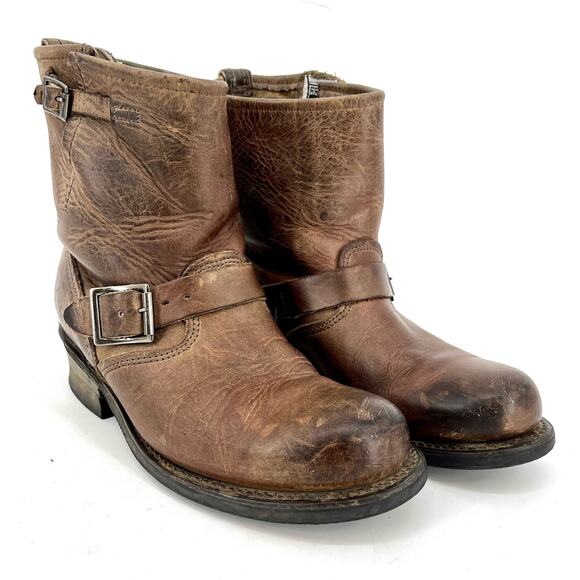 Frye Shoes - Frye Women's Short Veronica‎ brown leather ankle boots with buckle (6)